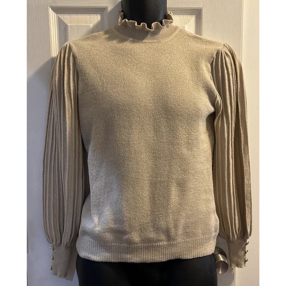 Nanette Gold Mock Turtleneck Sweater Small - Picture 1 of 8